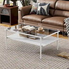 Table basse rectangulaire avec plateau en verre trempé, table moderne pour salon