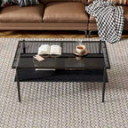 Table basse rectangulaire avec plateau en verre trempé, table moderne pour salon