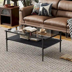 Table basse rectangulaire avec plateau en verre trempé, table moderne pour salon