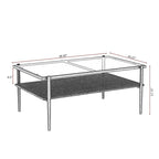 Table basse rectangulaire avec plateau en verre trempé, table moderne pour salon