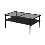 Table basse rectangulaire avec plateau en verre trempé, table moderne pour salon