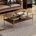 Table basse rectangulaire avec plateau en verre trempé, table moderne pour salon