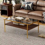 Table basse rectangulaire avec plateau en verre trempé, table moderne pour salon
