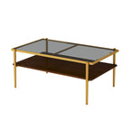 Table basse rectangulaire avec plateau en verre trempé, table moderne pour salon