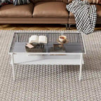 Table basse rectangulaire avec plateau en verre trempé, table moderne pour salon
