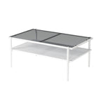 Table basse rectangulaire avec plateau en verre trempé, table moderne pour salon