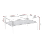 Table basse rectangulaire avec plateau en verre trempé, table moderne pour salon