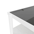 Table basse rectangulaire avec plateau en verre trempé, table moderne pour salon