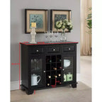 Meuble de service buffet Kings Brand avec rangement pour le vin, noir