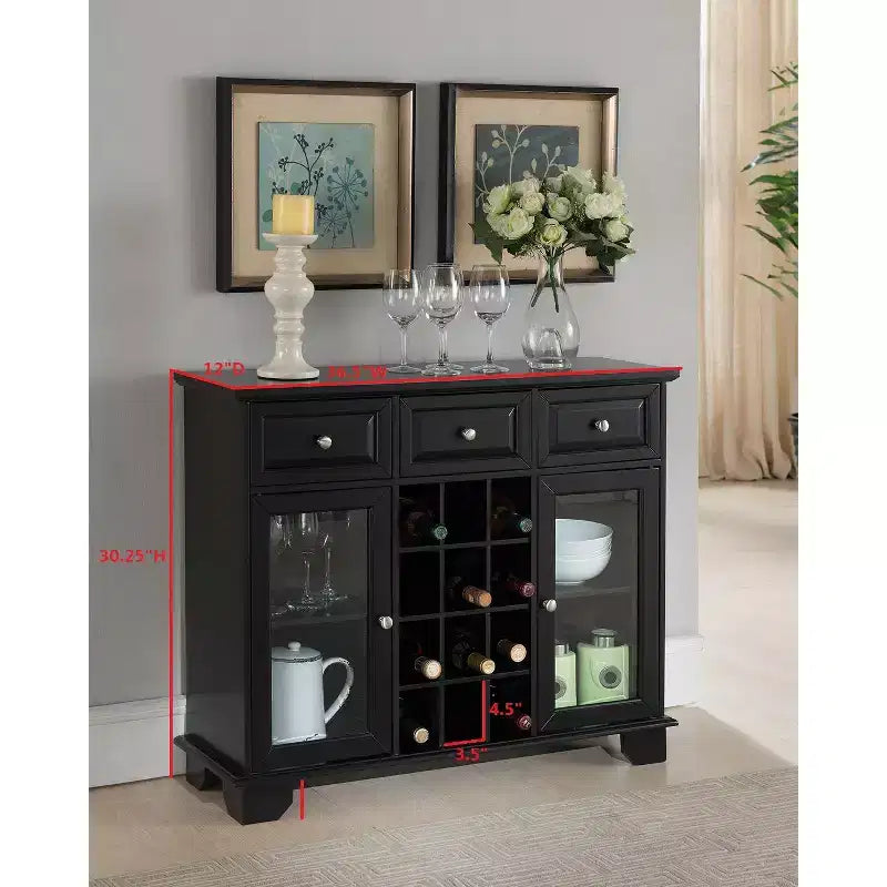 Meuble de service buffet Kings Brand avec rangement pour le vin, noir