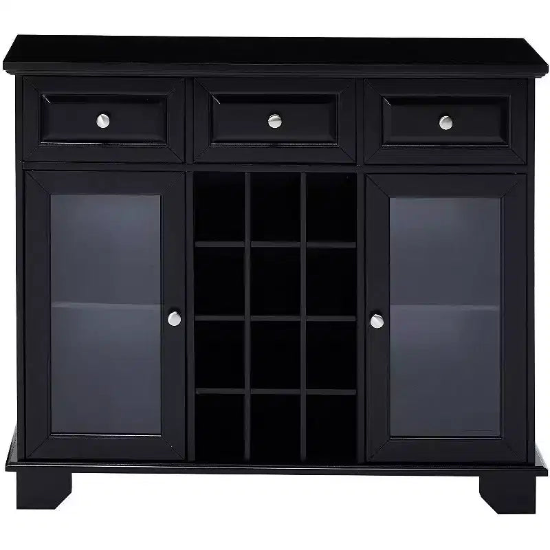 Meuble de service buffet Kings Brand avec rangement pour le vin, noir