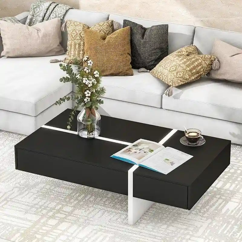 Table basse rectangulaire moderne et simple, meuble de salon, table de cocktail à surface brillante, table centrale pour canapé