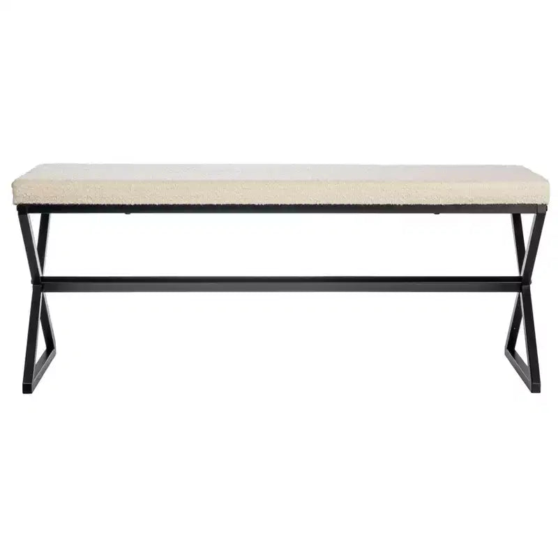 Banc en métal Harper avec coussin en tissu bouclette
