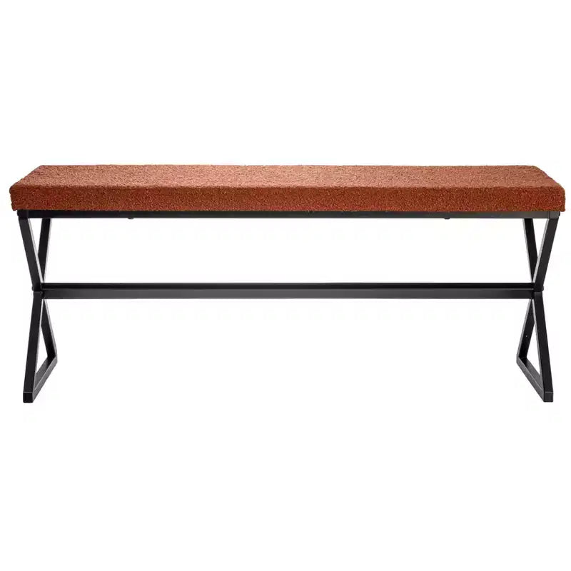 Banc en métal Harper avec coussin en tissu bouclette