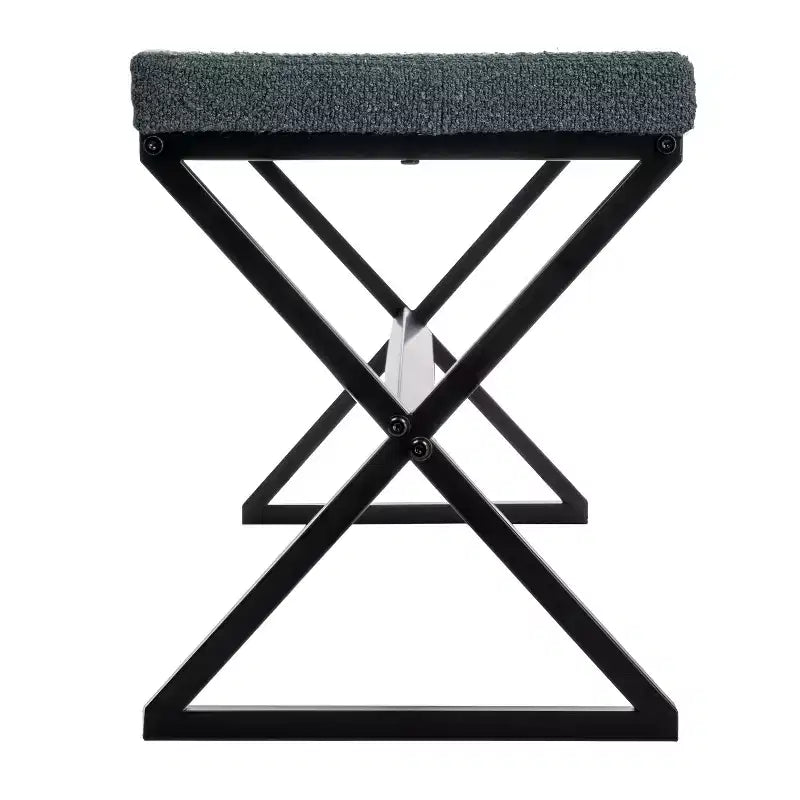 Banc en métal Harper avec coussin en tissu bouclette