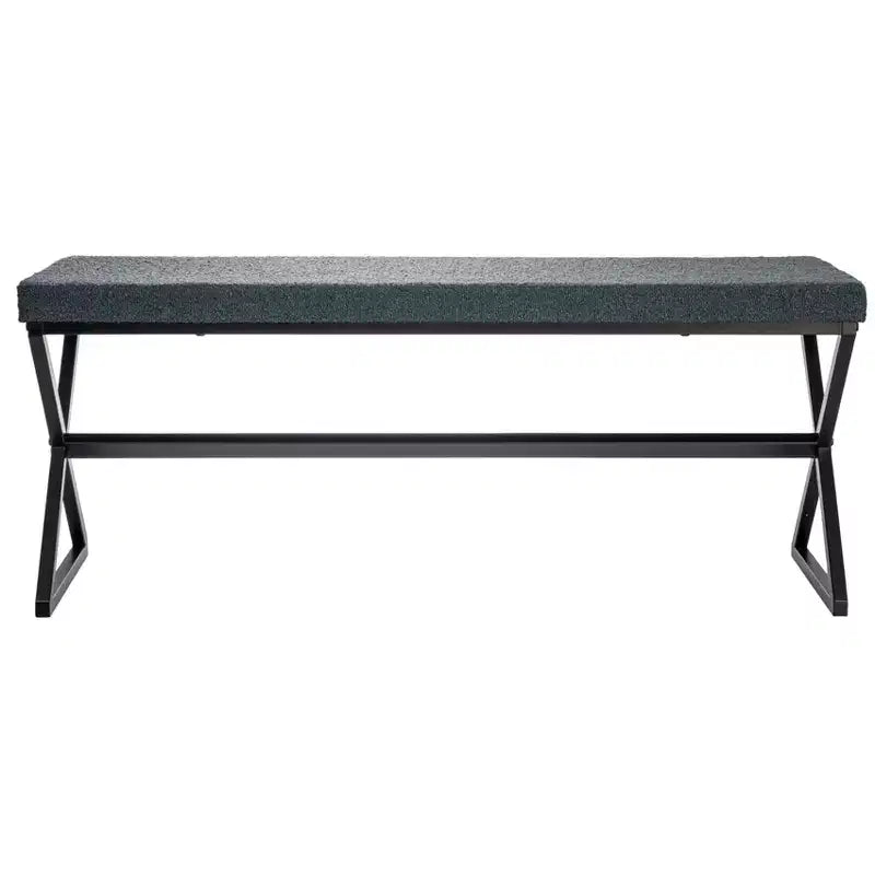 Banc en métal Harper avec coussin en tissu bouclette