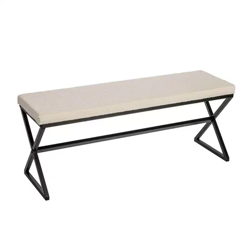 Banc en métal Harper avec coussin en tissu bouclette