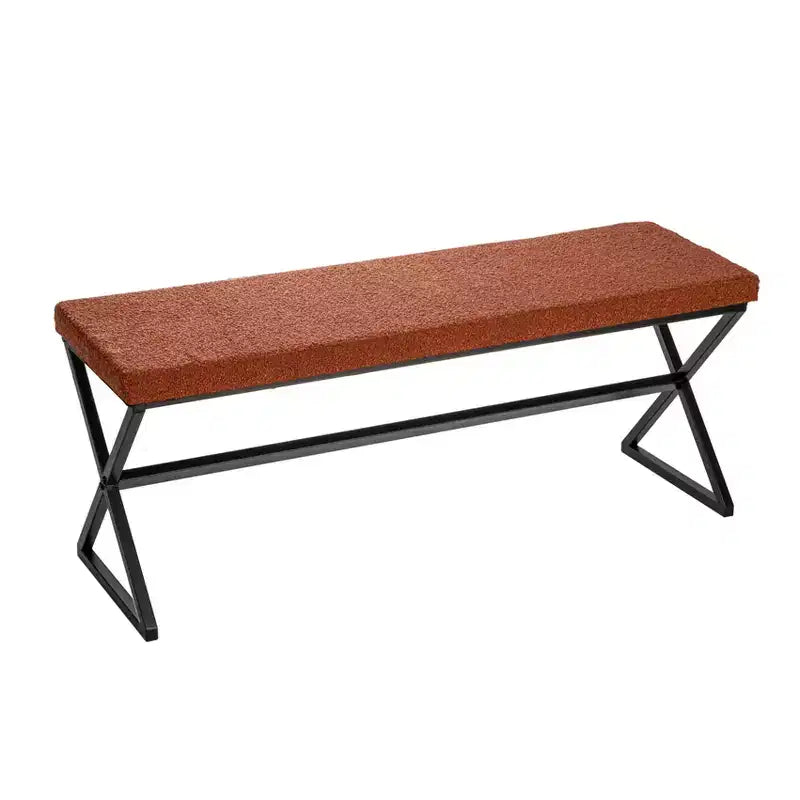 Banc en métal Harper avec coussin en tissu bouclette