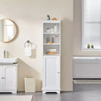 Meuble de rangement de salle de bain en bois Yaheetech avec étagères ouvertes et armoire à porte