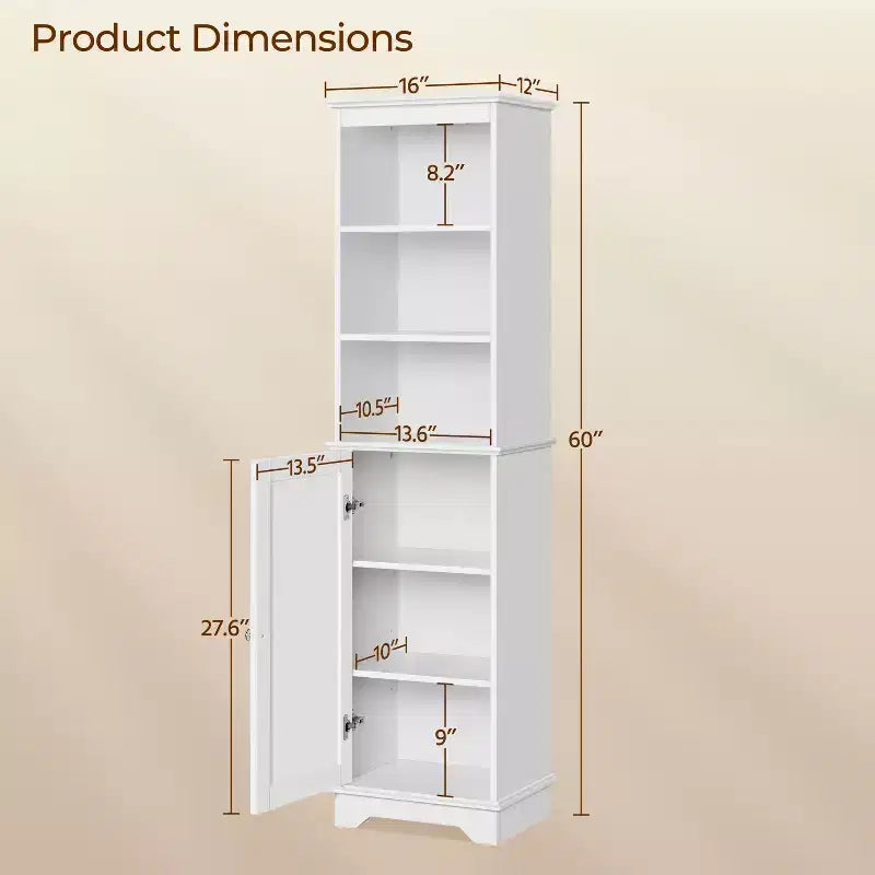 Meuble de rangement de salle de bain en bois Yaheetech avec étagères ouvertes et armoire à porte