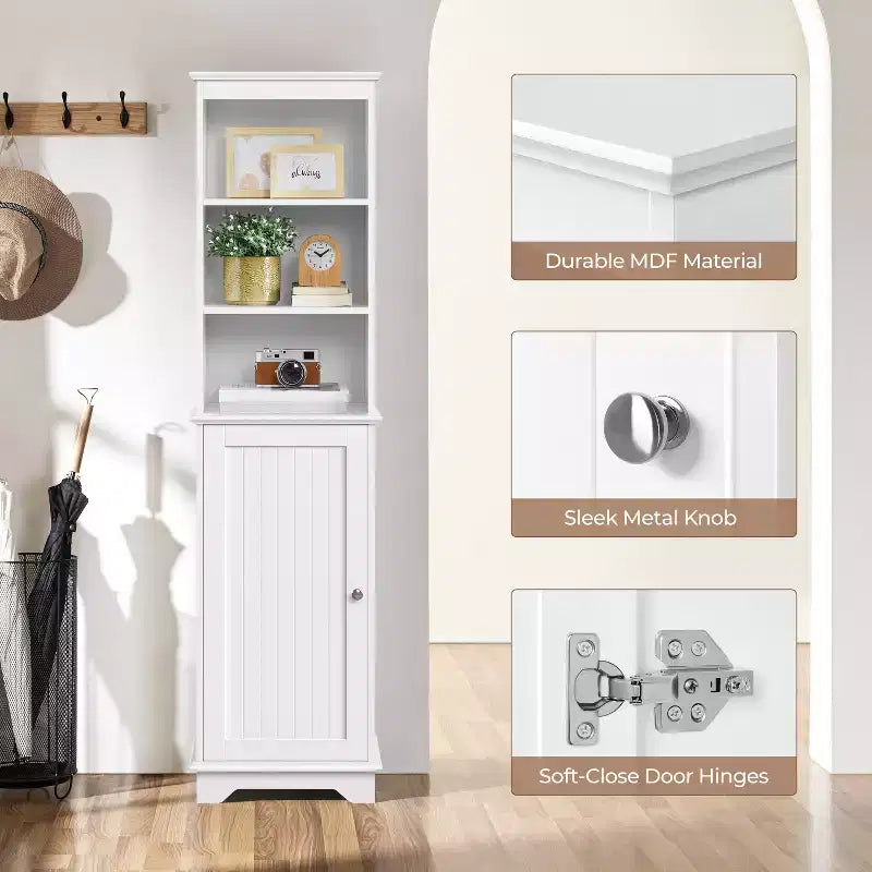 Meuble de rangement de salle de bain en bois Yaheetech avec étagères ouvertes et armoire à porte