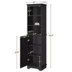 Meuble de rangement de salle de bain en bois Yaheetech avec étagères ouvertes et armoire à porte