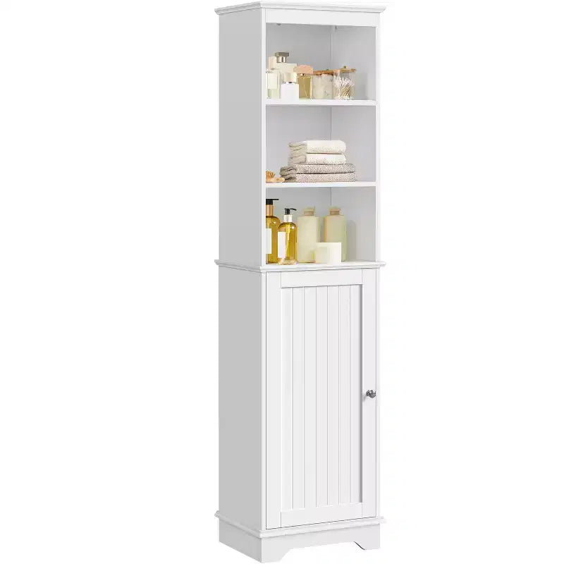 Meuble de rangement de salle de bain en bois Yaheetech avec étagères ouvertes et armoire à porte