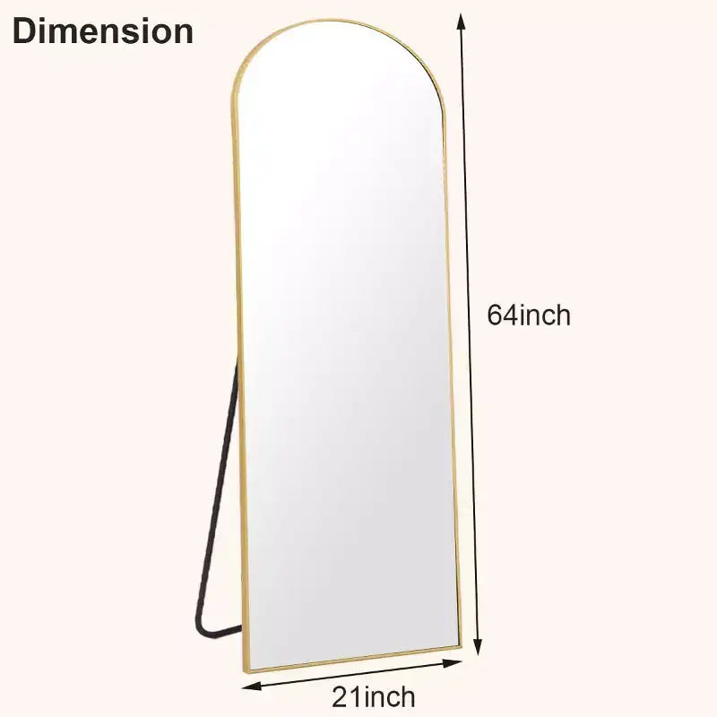 Miroir arqué pleine longueur 21 x 64, noir/doré-HOMLUX : Design autoportant, Cadre en métal