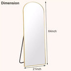 Miroir arqué pleine longueur 21 x 64, noir/doré-HOMLUX : Design autoportant, Cadre en métal