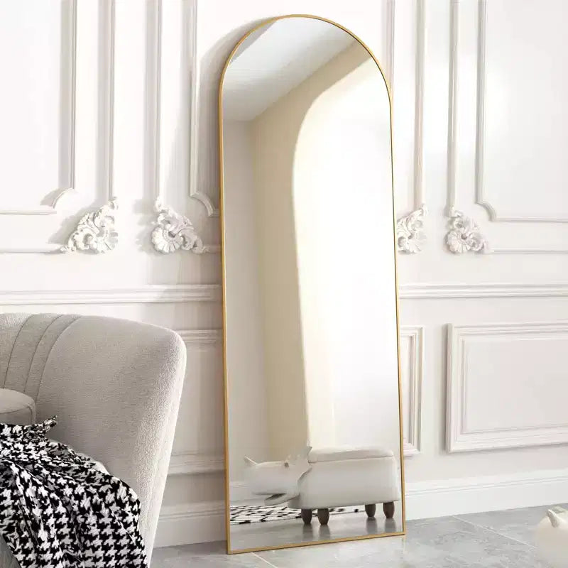 Miroir arqué pleine longueur 21 x 64, noir/doré-HOMLUX : Design autoportant, Cadre en métal