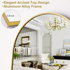 Miroir arqué pleine longueur 21 x 64, noir/doré-HOMLUX : Design autoportant, Cadre en métal
