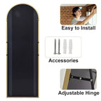 Miroir arqué pleine longueur 21 x 64, noir/doré-HOMLUX : Design autoportant, Cadre en métal