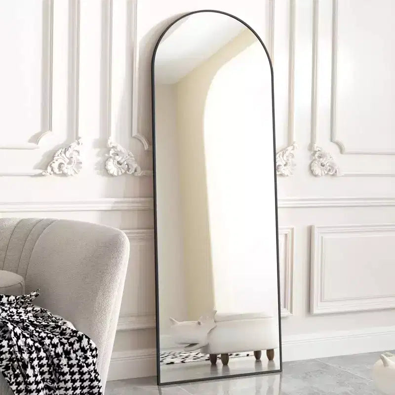 Miroir arqué pleine longueur 21 x 64, noir/doré-HOMLUX : Design autoportant, Cadre en métal