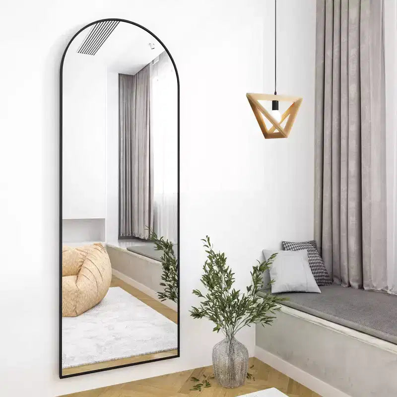 Miroir arqué pleine longueur 21 x 64, noir/doré-HOMLUX : Design autoportant, Cadre en métal