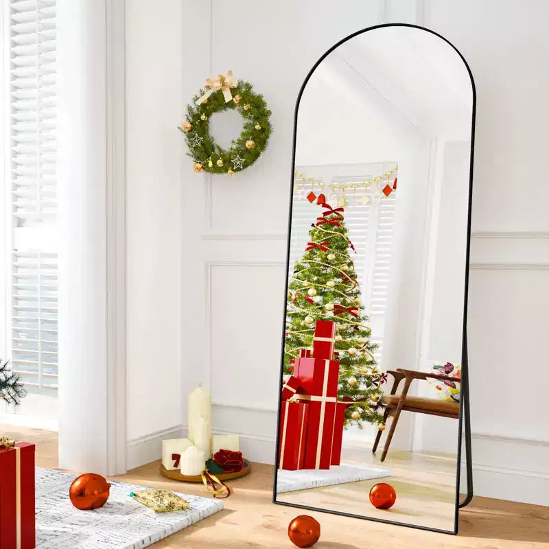 Miroir arqué pleine longueur 21 x 64, noir/doré-HOMLUX : Design autoportant, Cadre en métal