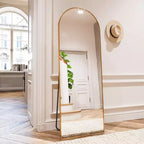 Miroir arqué pleine longueur 21 x 64, noir/doré-HOMLUX : Design autoportant, Cadre en métal