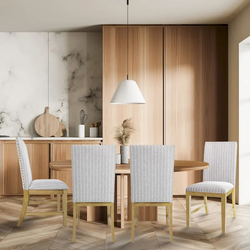 Chaise de salle à manger HomePop en bois rembourré - Lot de 2