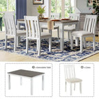 Ensemble de salle à manger 7 pièces de style rétro avec table extensible et 6 chaises rembourrées