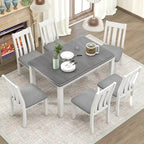 Ensemble de salle à manger 7 pièces de style rétro avec table extensible et 6 chaises rembourrées