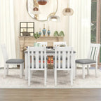 Ensemble de salle à manger 7 pièces de style rétro avec table extensible et 6 chaises rembourrées