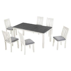 Ensemble de salle à manger 7 pièces de style rétro avec table extensible et 6 chaises rembourrées