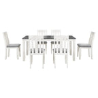 Ensemble de salle à manger 7 pièces de style rétro avec table extensible et 6 chaises rembourrées