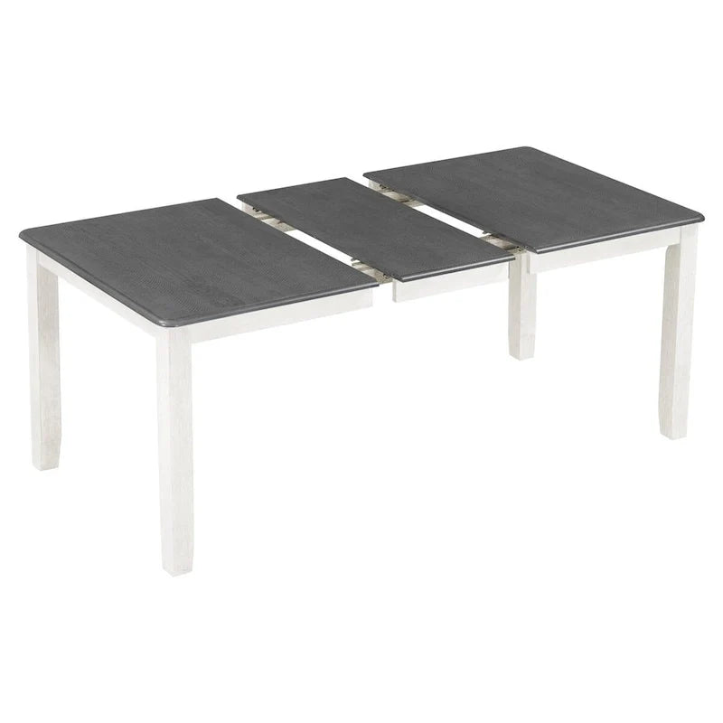 Ensemble de salle à manger 7 pièces de style rétro avec table extensible et 6 chaises rembourrées