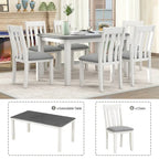 Ensemble de salle à manger 7 pièces de style rétro avec table extensible et 6 chaises rembourrées
