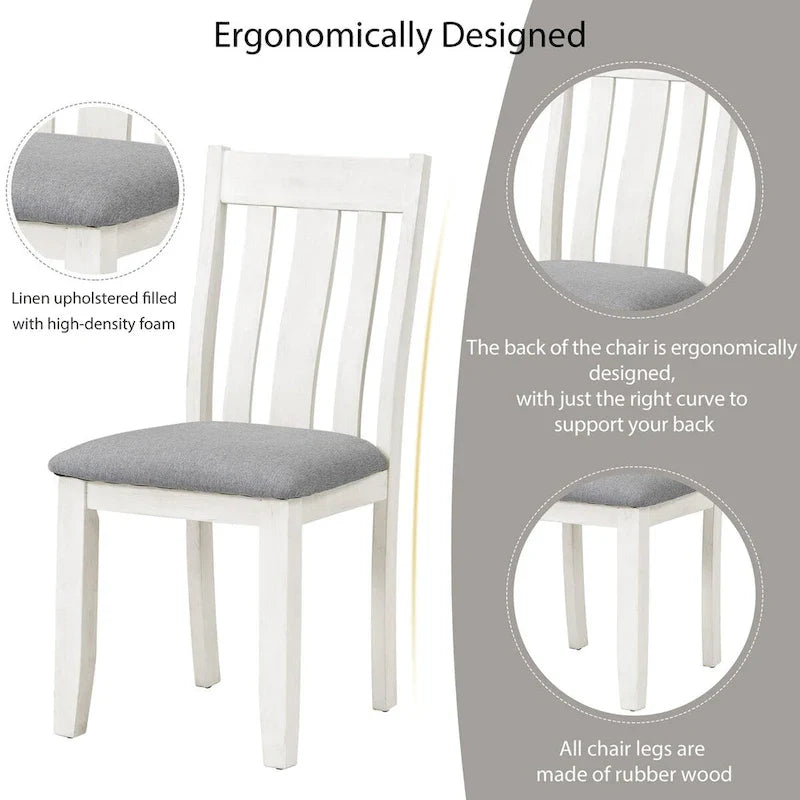 Ensemble de salle à manger 7 pièces de style rétro avec table extensible et 6 chaises rembourrées