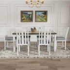 Ensemble de salle à manger 7 pièces de style rétro avec table extensible et 6 chaises rembourrées