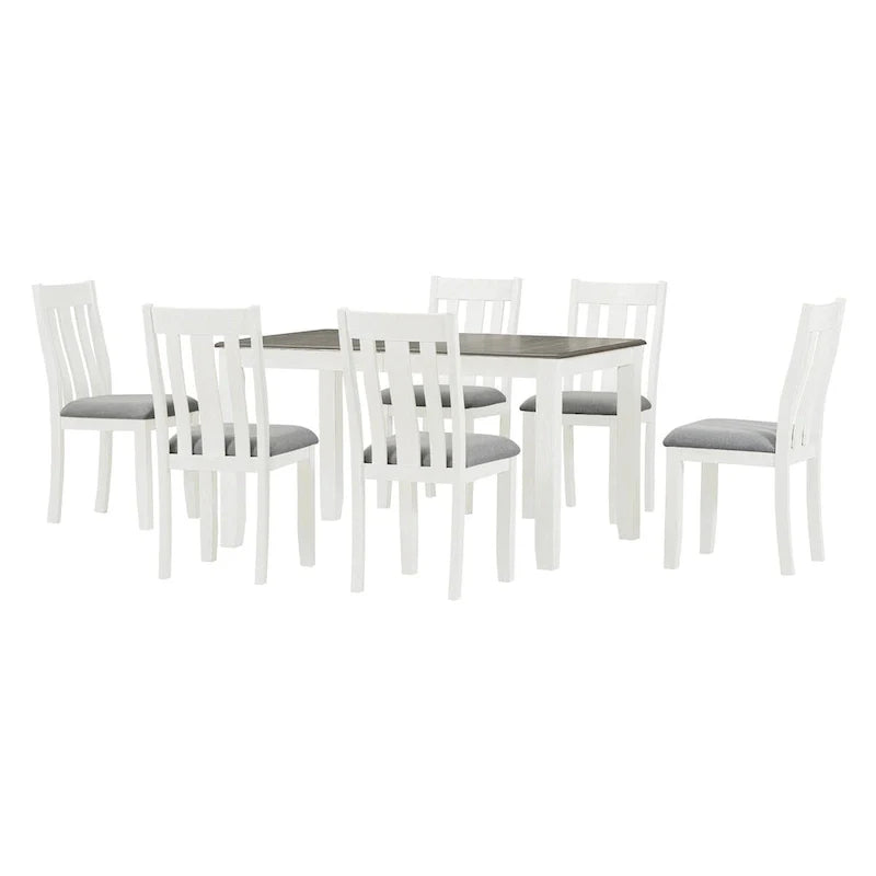 Ensemble de salle à manger 7 pièces de style rétro avec table extensible et 6 chaises rembourrées