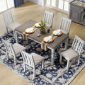 Ensemble de salle à manger 7 pièces de style rétro avec table extensible et 6 chaises rembourrées