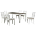 Ensemble de salle à manger 7 pièces de style rétro avec table extensible et 6 chaises rembourrées