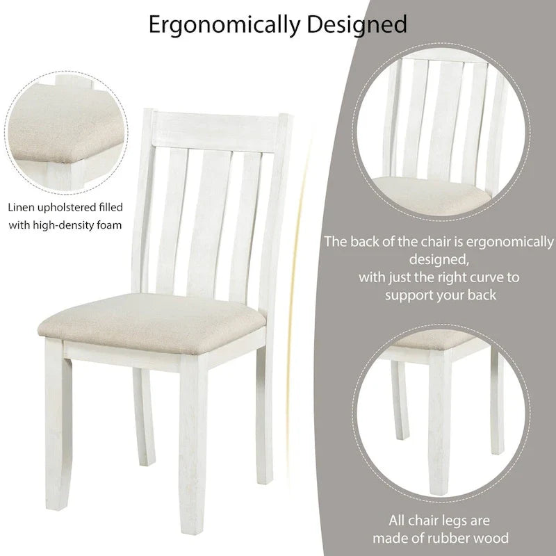 Ensemble de salle à manger 7 pièces de style rétro avec table extensible et 6 chaises rembourrées